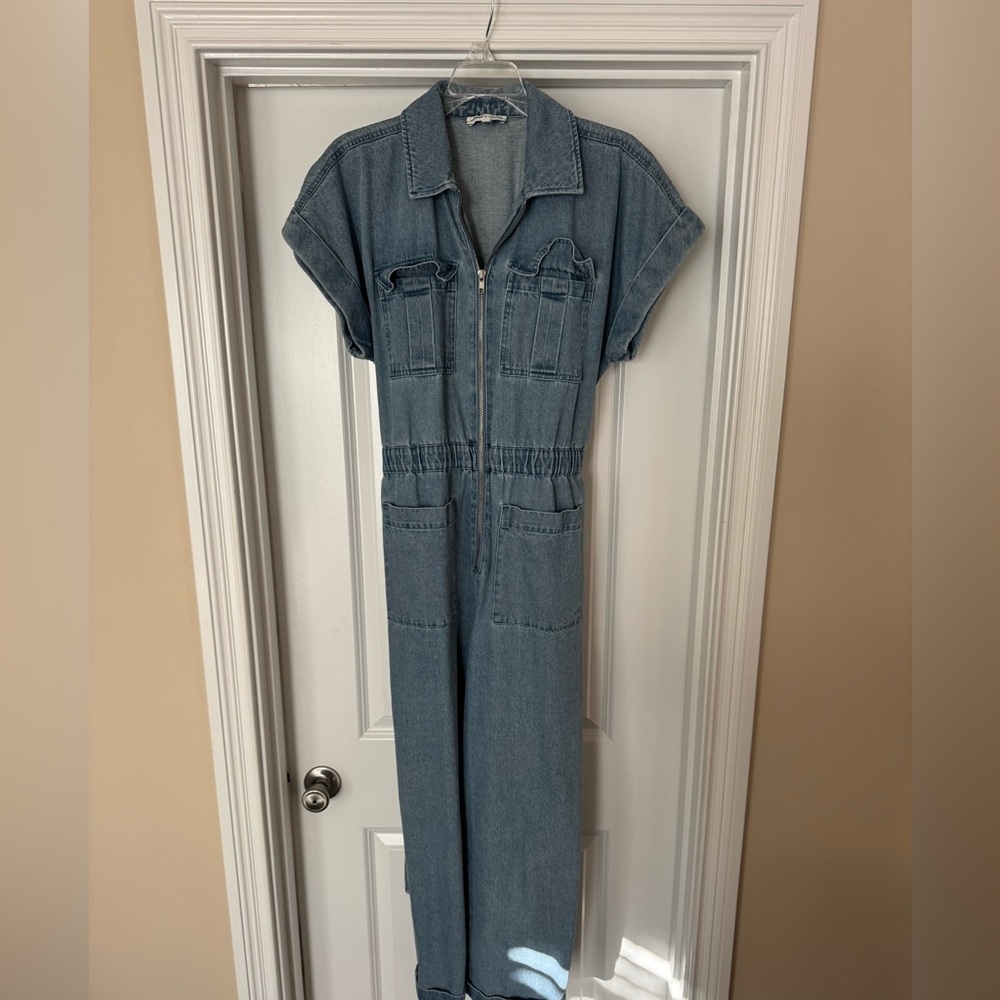 Express Denim Jumpsuit with Zipper Front